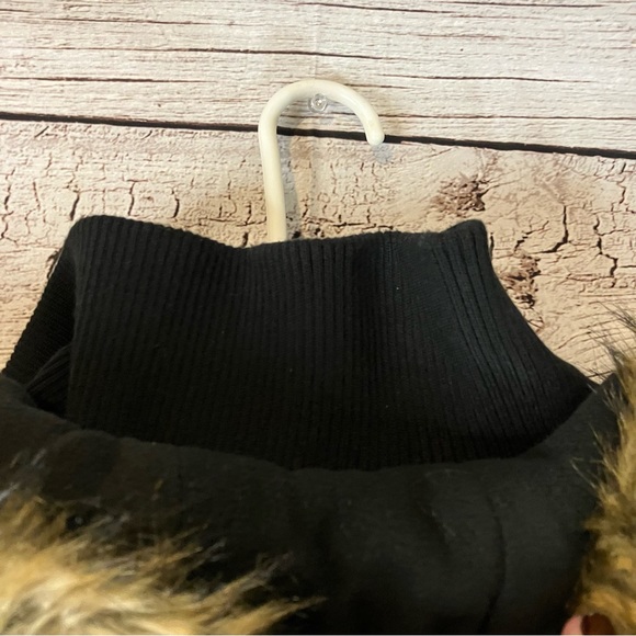 Noize Vegan Faux Fur Trim Mid Length Coat in Black - Picture 9 of 12